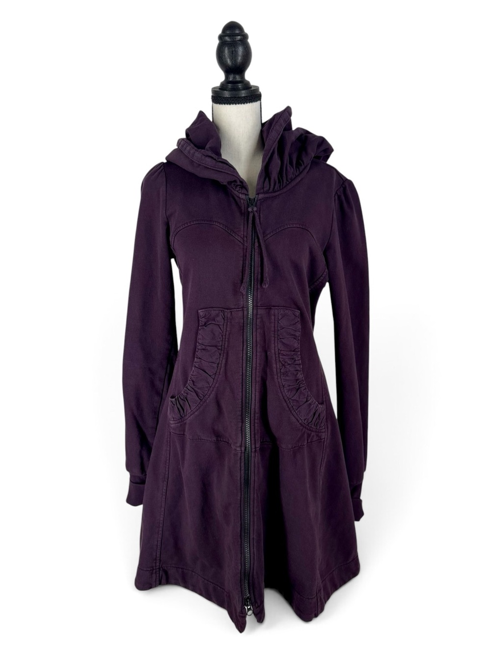 Prairie Underground Purple Long Cloak Hoodie Organic Cotton Zip Victorian Medium